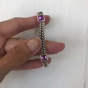 💙 Silver Bracelet with amethyst color crystals